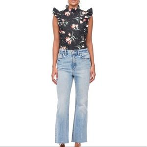 💐☀️Rebecca Taylor Sleeveless  Tulip Poplin Ruffle Top